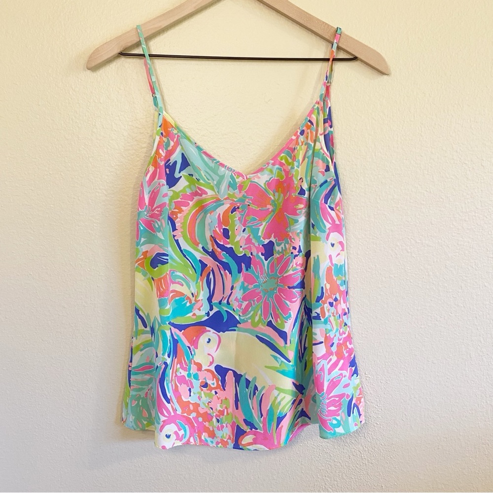 Lilly Pulitzer Casa Banana 100% Silk Tank Top Size Medium